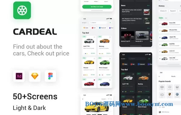 含50屏汽车性能测评介绍和资讯APP设计UI模板(Figma+XD+Sketch)