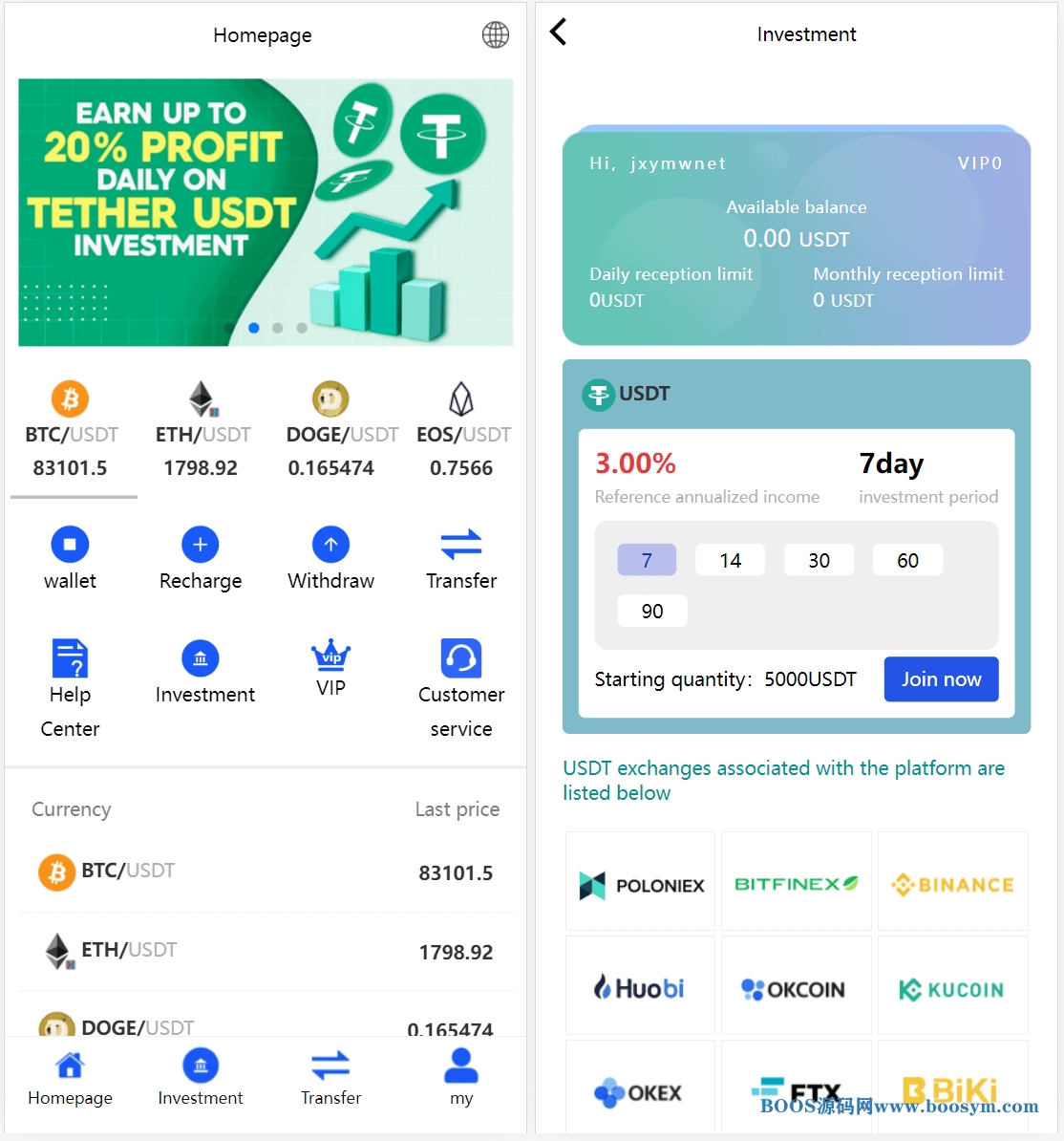 多国语言版USDT虚拟币投资理财系统源码/海外区块链投资理财源码
